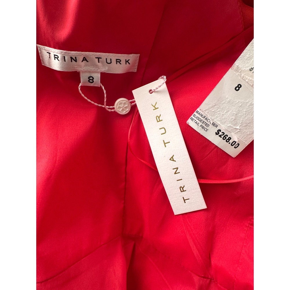 Trina Turk Red Ruffle Wrap Dress TD185010 Size 8 - Picture 6 of 8